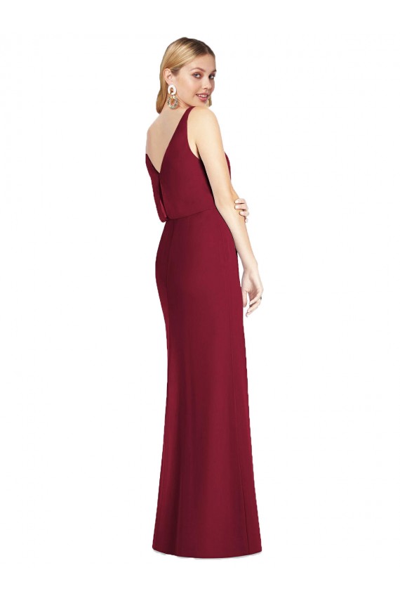 Vendedor de Decote V Chiffon Sem Mangas Costas em V Rosa Empoeirado Vestidos de Madrinha