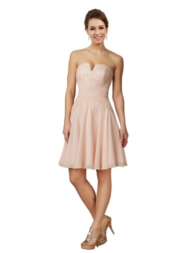 Vendedor de Amor Chiffon & Renda Sem Mangas Rosa Vestidos de Madrinha / Vestidos de Cocktail