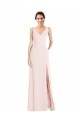 Vendedor de Decote V Crepe Esticado Sem Mangas Lombar Rosa Vestidos de Madrinha / Vestidos de Festa