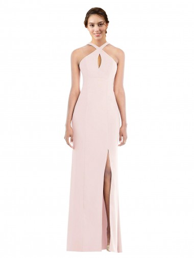 Vendedor de Cabeçada Crepe Esticado Sem Mangas Lombar Rosa Vestidos de Madrinha / Vestidos de Noite / Vestidos de Festa