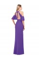 Vendedor de Cabeçada Chiffon Mangas Folhos Abrir de volta Roxo Vestidos de Madrinha