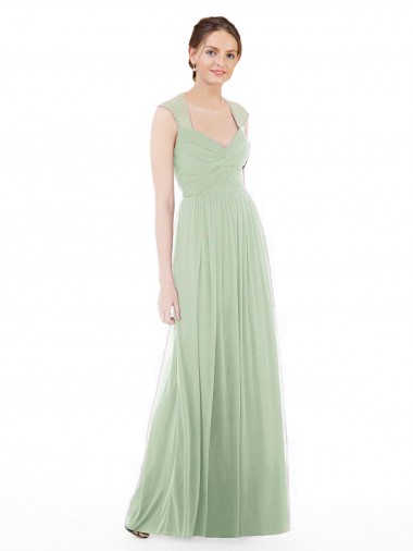 Vendedor de Amor Chiffon Mangas Curtas Sábio Vestidos de Madrinha