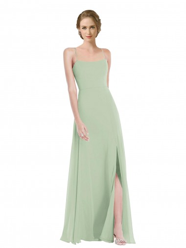 Vendedor de Colher Chiffon Sem Mangas Criss Cruz Sábio Vestidos de Madrinha