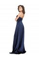 Vendedor de Amor Cetim Sedoso Sem Mangas Lombar Safira Vestidos de Madrinha / Vestidos de Noite / Vestidos de Festa