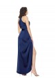 Vendedor de Cabeçada Cetim Sedoso Sem Mangas Safira Vestidos de Madrinha / Vestidos de Noite / Vestidos de Festa