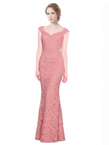 Vendedor de Amor Renda Sem Mangas Salmão Vestidos de Madrinha / Vestidos de Festa