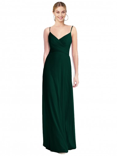 Vendedor de Alças finas Chiffon Sem Mangas Lombar Sempre Verde Vestidos de Madrinha