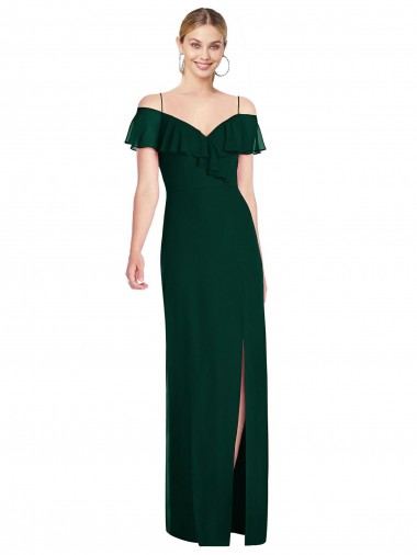 Vendedor de Alças finas Chiffon Ombro Frio Sempre Verde Vestidos de Madrinha