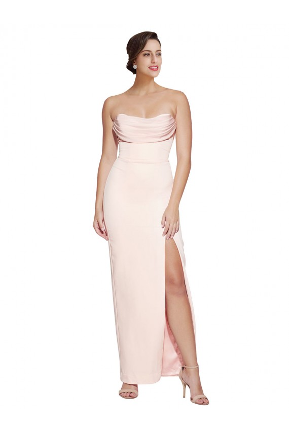 Vendedor de Decote Capuz Cetim Elástico Sem Mangas Lombar Vestidos de Madrinha / Vestidos de Noite / Vestidos de Festa