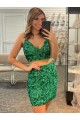 Vendedor de Decote V Lantejoulas Veludo Sem Mangas Trevo Verde Vestidos de Festa