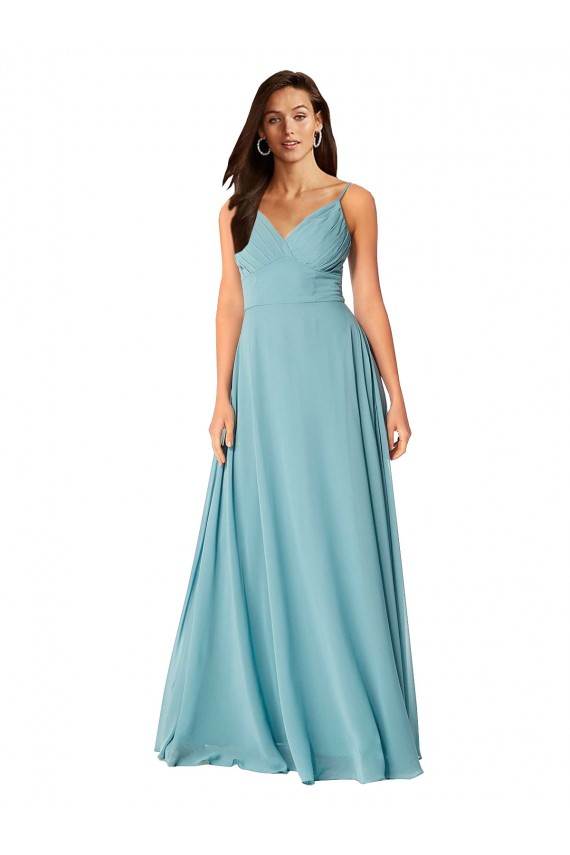 Vendedor de Decote V Chiffon Sem Mangas Turquesa Vestidos de Madrinha