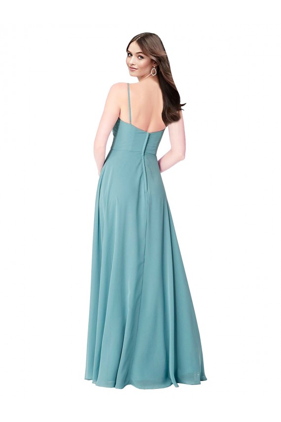 Vendedor de Decote V Chiffon Sem Mangas Turquesa Vestidos de Madrinha