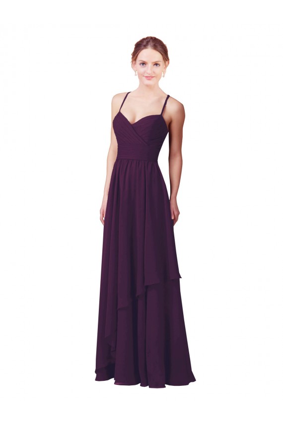 Vendedor de Amor Chiffon Sem Mangas Uva Bainha Vestidos de Madrinha