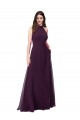 Vendedor de Cabeçada Chiffon Sem Mangas Buraco da fechadura Uva Vestidos de Festa / Vestidos de Madrinha