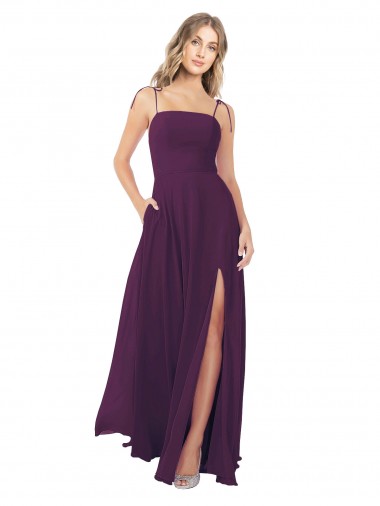 Vendedor de Alças finas Chiffon Sem Mangas Buraco da fechadura Uva Vestidos de Madrinha