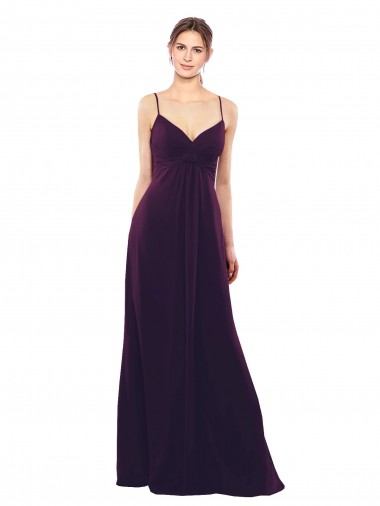 Vendedor de Alças finas Chiffon Sem Mangas Abrir de volta Uva Vestidos de Madrinha