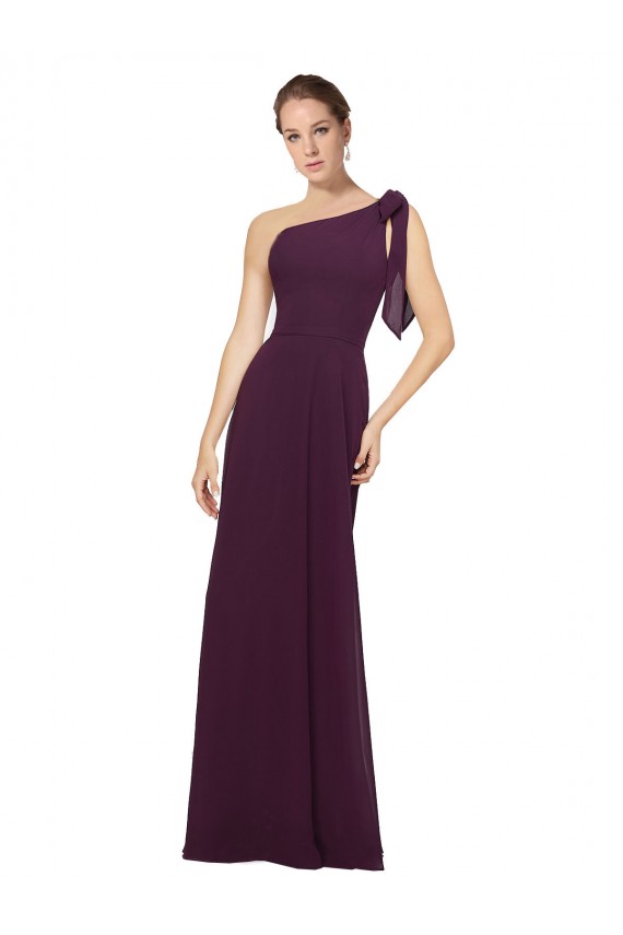 Vendedor de Um Ombro Chiffon Sem Mangas Uva Vestidos Formais / Vestidos de Madrinha