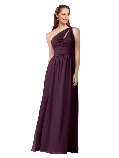 Vendedor de Um Ombro Chiffon Sem Mangas Uva Vestidos de Madrinha