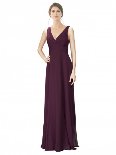 Vendedor de Decote V Chiffon & Renda Sem Mangas Uva Vestidos de Madrinha