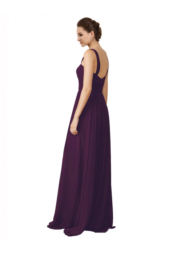 Vendedor de Alças finas Chiffon Sem Mangas Uva Vestidos de Madrinha