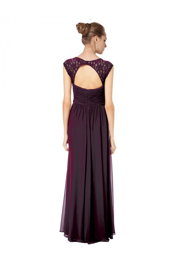 Vendedor de Amor Chiffon & Renda Sem Mangas Buraco da fechadura Uva Vestidos de Madrinha