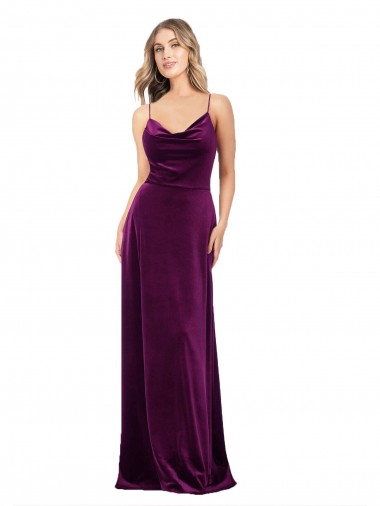 Vendedor de Colher Veludo Elástico Sem Mangas Criss Cruz Uva Vestidos de Madrinha / Vestidos de Noite / Vestidos de Festa