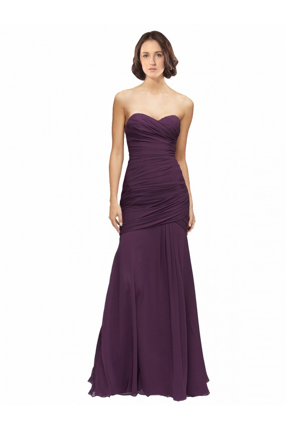 Vendedor de Amor Chiffon Sem Mangas Uva Longo Vestidos de Madrinha