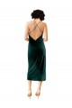 Vendedor de Alças finas Veludo Elástico Sem Mangas Abrir de volta Verde Escuro Vestidos de Madrinha / Vestidos de Noite / Vestidos de Festa