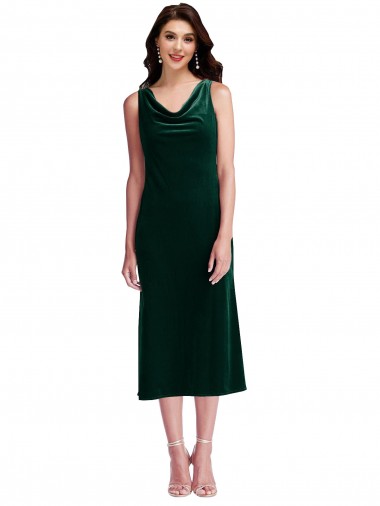 Vendedor de Decote Capuz Veludo Elástico Sem Mangas Costas em V Verde Escuro Vestidos de Madrinha / Vestidos de Festa / Vestidos de Cocktail / Vestidos de Homecoming