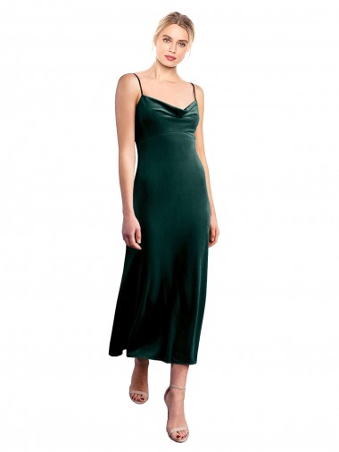 Vendedor de Alças finas Veludo Elástico Sem Mangas Lombar Verde Escuro Vestidos de Madrinha / Vestidos de Festa / Vestidos de Cocktail / Vestidos de Homecoming