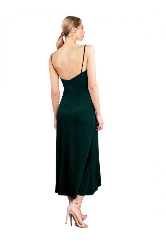 Vendedor de Alças finas Veludo Elástico Sem Mangas Lombar Verde Escuro Vestidos de Madrinha / Vestidos de Festa / Vestidos de Cocktail / Vestidos de Homecoming