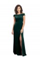 Vendedor de Decote Quadrado Veludo Elástico Mangas Curtas Verde Escuro Vestidos de Madrinha / Vestidos de Noite / Vestidos de Festa