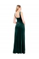 Vendedor de Decote Quadrado Veludo Elástico Sem Mangas Verde Escuro Longo Vestidos de Madrinha / Vestidos de Festa
