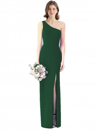 Vendedor de Um Ombro Chiffon Sem Mangas Verde Escuro Vestidos de Madrinha
