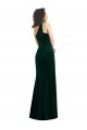 Vendedor de Um Ombro Veludo Elástico Sem Mangas Verde Escuro Vestidos de Madrinha / Vestidos de Festa