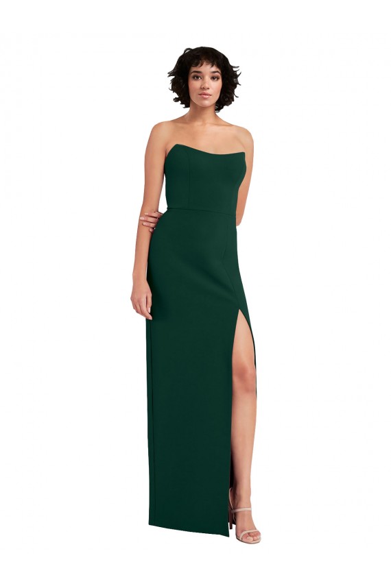 Vendedor de Colher Crepe Esticado Sem Mangas Lombar Verde Meia-Noite Vestidos de Madrinha / Vestidos de Noite / Vestidos de Festa