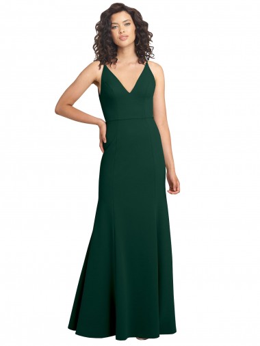 Vendedor de Decote V Crepe Esticado Sem Mangas Costas em V Verde Meia-Noite Vestidos de Madrinha / Vestidos de Noite / Vestidos de Festa