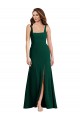 Vendedor de Decote Quadrado Crepe Esticado Sem Mangas Verde Meia-Noite Longo Vestidos de Madrinha / Vestidos de Festa
