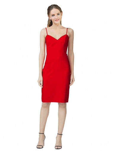 Vendedor de Amor Crepe Esticado Sem Mangas Vermelho Curto Vestidos de Madrinha / Vestidos de Noite / Vestidos de Festa