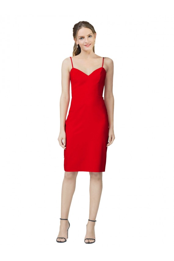 Vendedor de Amor Crepe Esticado Sem Mangas Vermelho Curto Vestidos de Madrinha / Vestidos de Noite / Vestidos de Festa