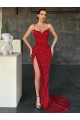 Vendedor de Decote V Lantejoulas Veludo Sem Mangas Vermelho Vestidos de Festa