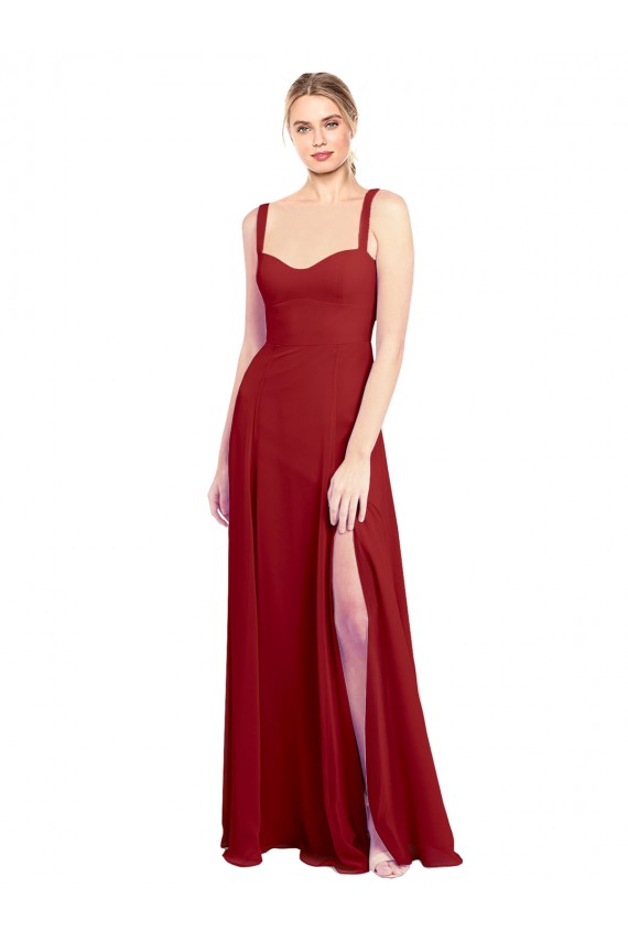 Vendedor de Amor Chiffon Sem Mangas Vermelho Vestidos de Madrinha