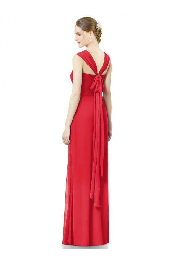 Vendedor de Amor Chiffon Mangas Curtas Vermelho Vestidos de Madrinha