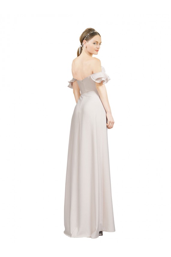 Vendedor de Fora do Ombro Crepe Esticado Sem Mangas Vermelho Vestidos de Madrinha / Vestidos de Noite