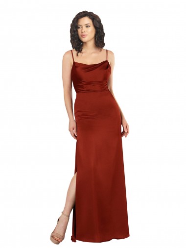 Vendedor de Alças finas Cetim Sedoso Sem Mangas Lombar Vermelho Vestidos de Madrinha / Vestidos de Noite / Vestidos de Festa