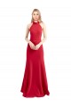 Vendedor de Cabeçada Crepe Esticado Sem Mangas Abrir de volta Vermelho Vestidos de Madrinha / Vestidos de Noite / Vestidos de Festa