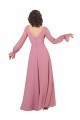 Vendedor de Decote V Chiffon Mangas Compridas Vidro Marinho Vestidos de Madrinha