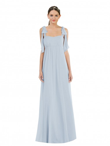 Vendedor de Alças finas Chiffon Sem Mangas Lombar Vidro Marinho Vestidos de Madrinha