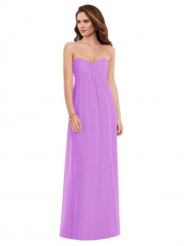 Vendedor de Amor Chiffon Sem Mangas Lombar Violeta Vestidos de Madrinha