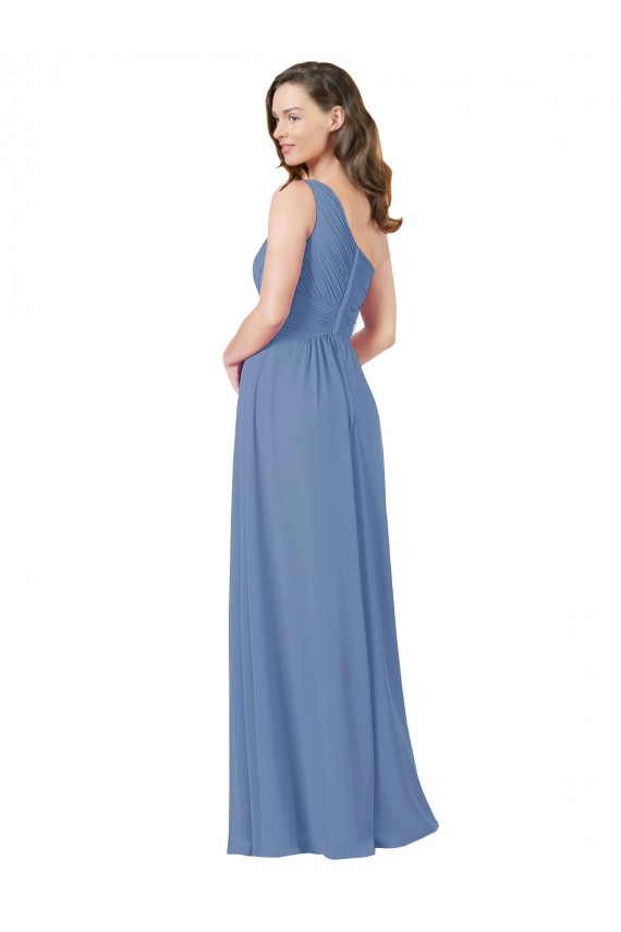 Vendedor de Um Ombro Chiffon Sem Mangas Windsor Azul Vestidos de Madrinha